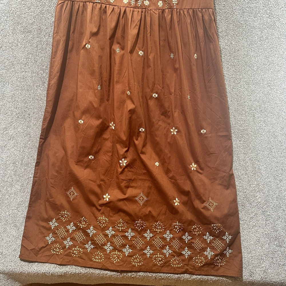 La Bellum Hillary Scott Maxi Dress 1X Brown Embroidered Boho Peasant‎ Cottage - Picture 5 of 12